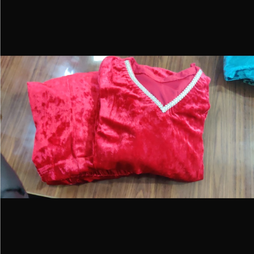 Elegant Red Velvet Women's 2 pc set